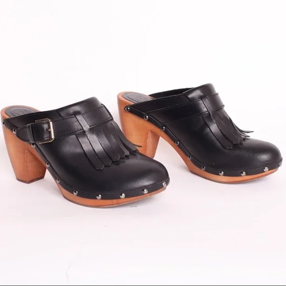 SOLD Madewell 1937 Wood Clogs Leather Kiltie US 8 - Picture 1 of 8